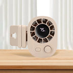 Hipacool portable clip fan front view close-up standing on desk.